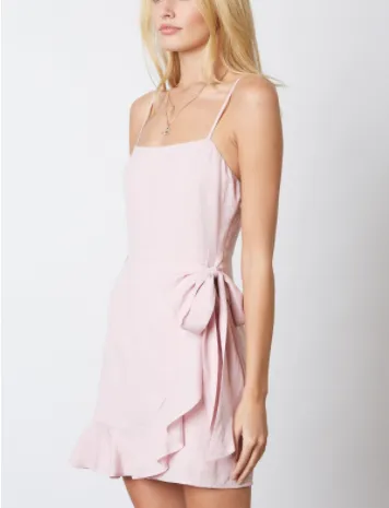 Spaghetti Strap Faux Wrap Ruffle Mini Dress