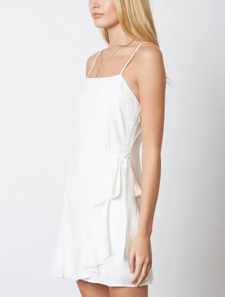 Spaghetti Strap Faux Wrap Ruffle Mini Dress