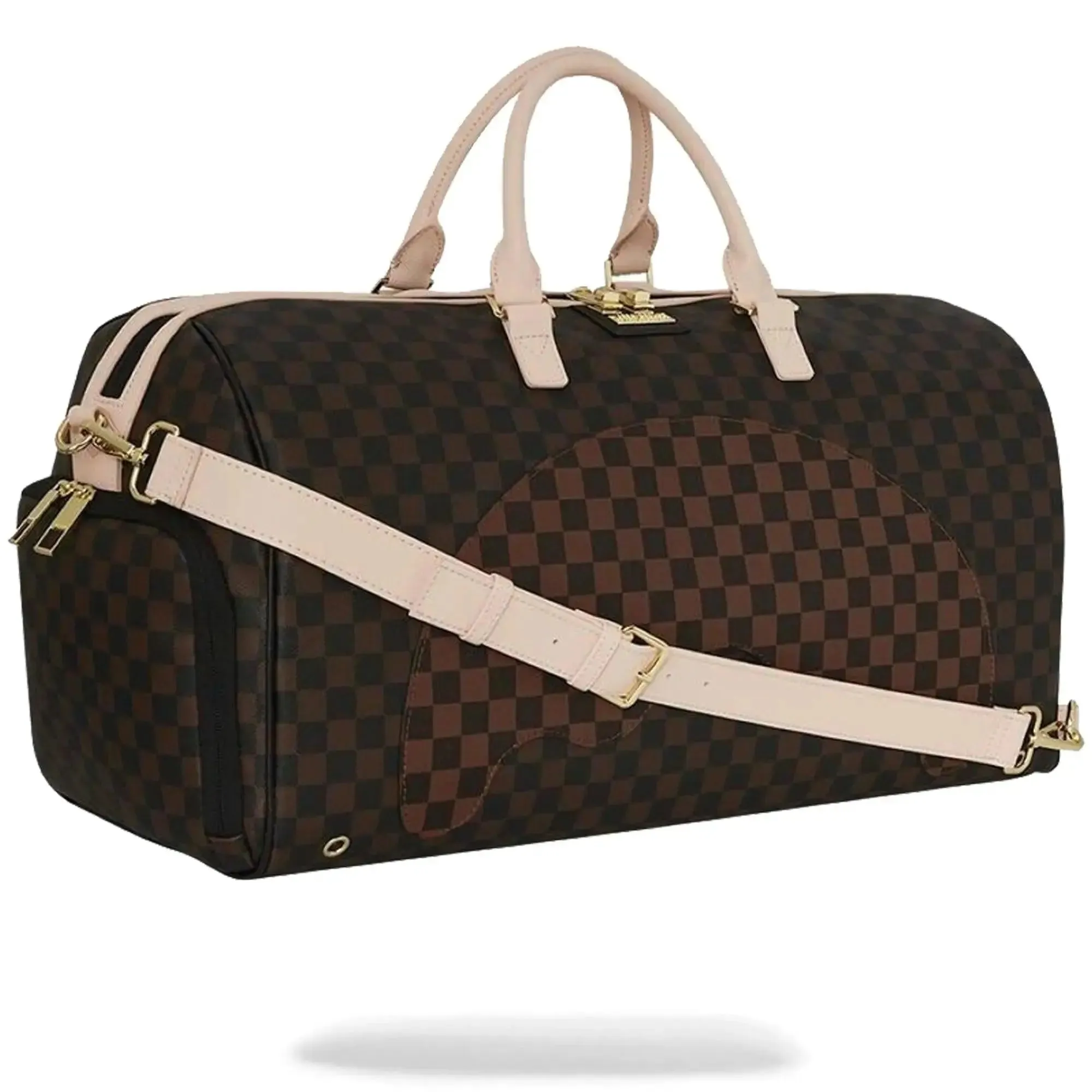 SprayGround Men Boujee Strap Emperor Duffle Spring 2025 Duffel (Brown Pink)