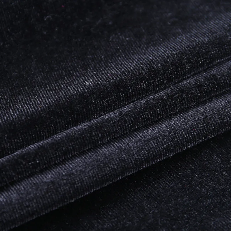 Square Collar Velvet Slit Leg Party Bodycon Mini Dresses Black
