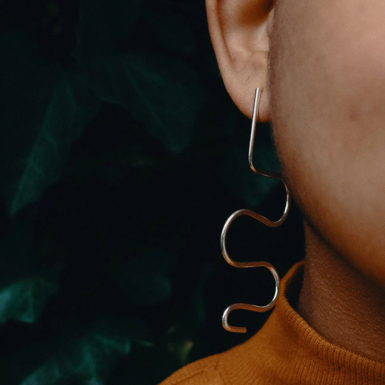 Squiggle Drop Statement Earrings - Choose your Metal