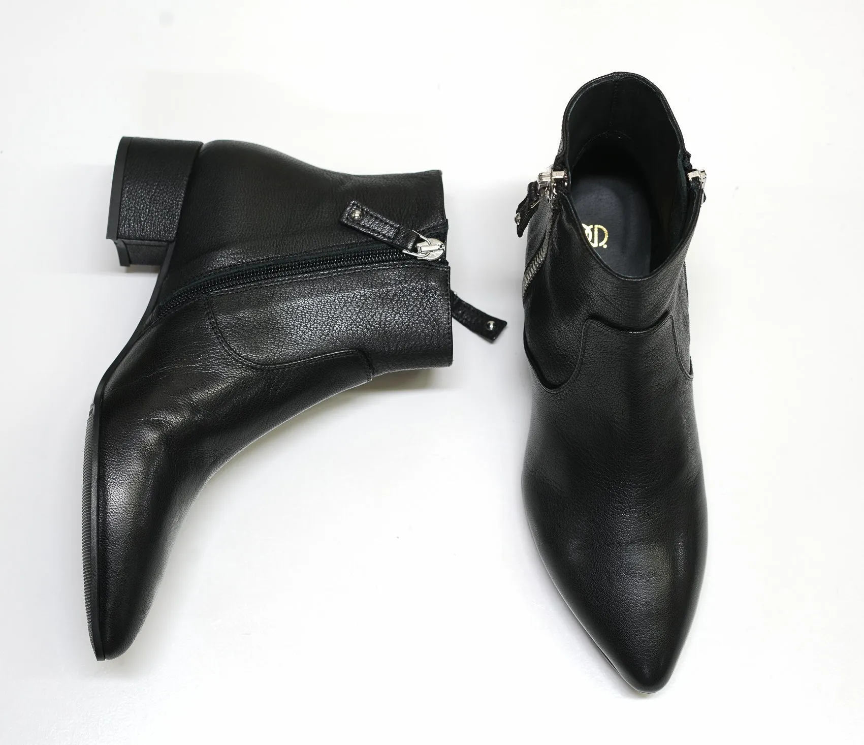Stefano Stefani Women's Black Leather Ankle Boot 7649