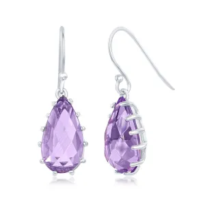 Sterling Silver 6.16cttw Amethyst Dangle Earrings