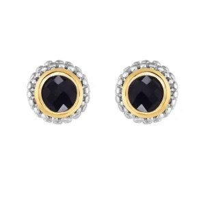 Sterling Silver & 18K Gold Popcorn Onyx Stud Earrings