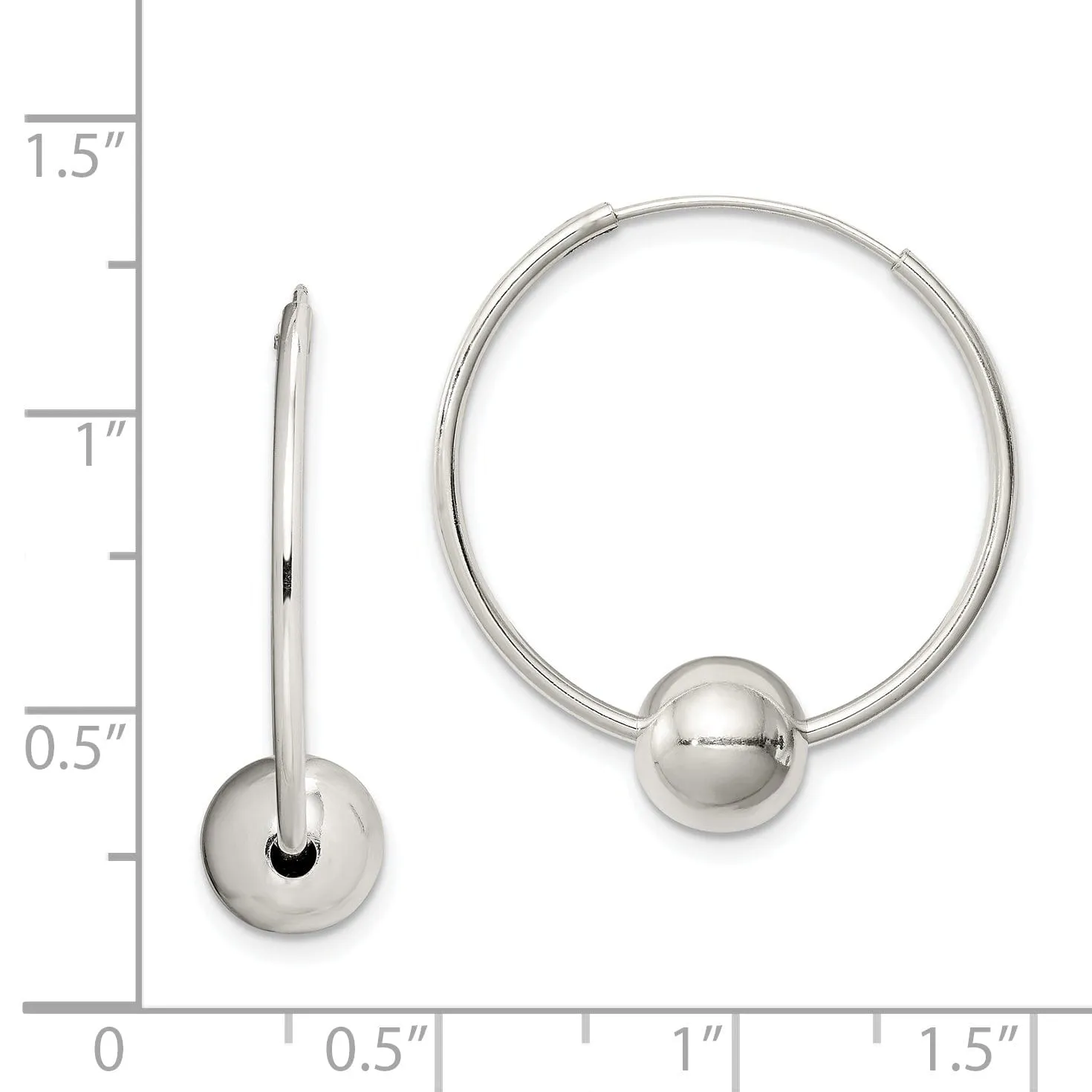 Sterling Silver Ball Bead Hoop Earrings