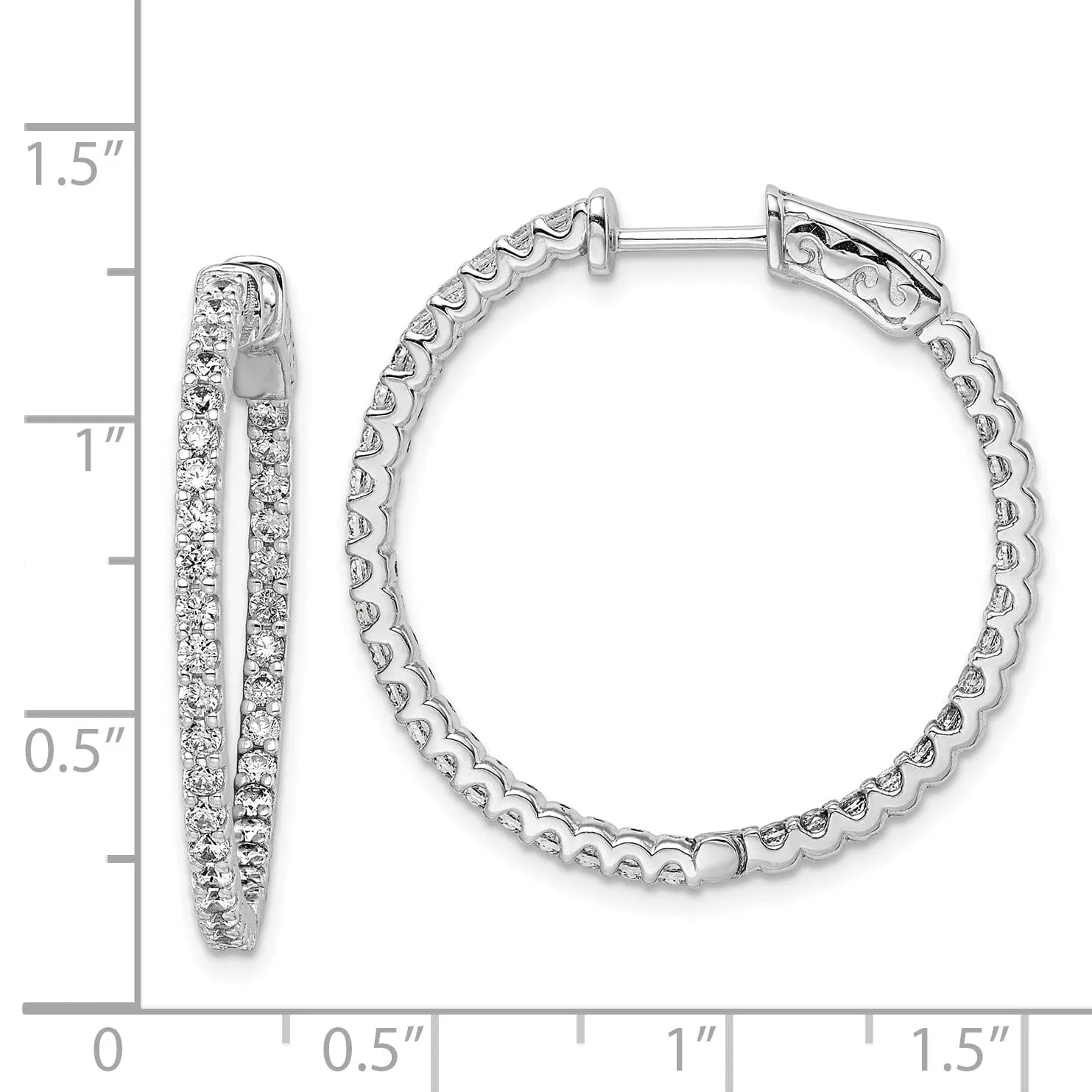 Sterling Silver CZ 74 Stone Hoop Earrings