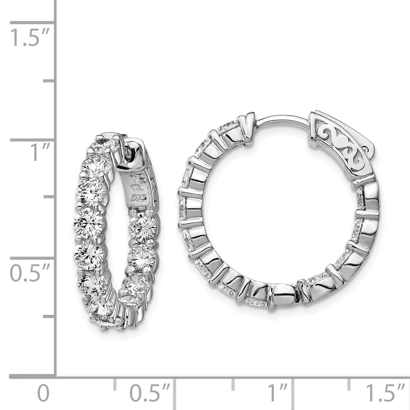 Sterling Silver CZ Hoop Earrings