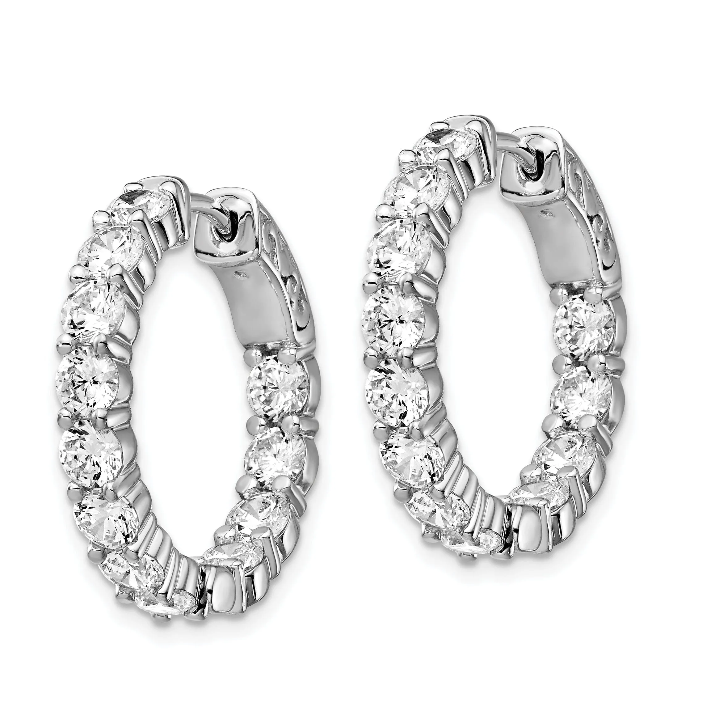 Sterling Silver CZ Hoop Earrings