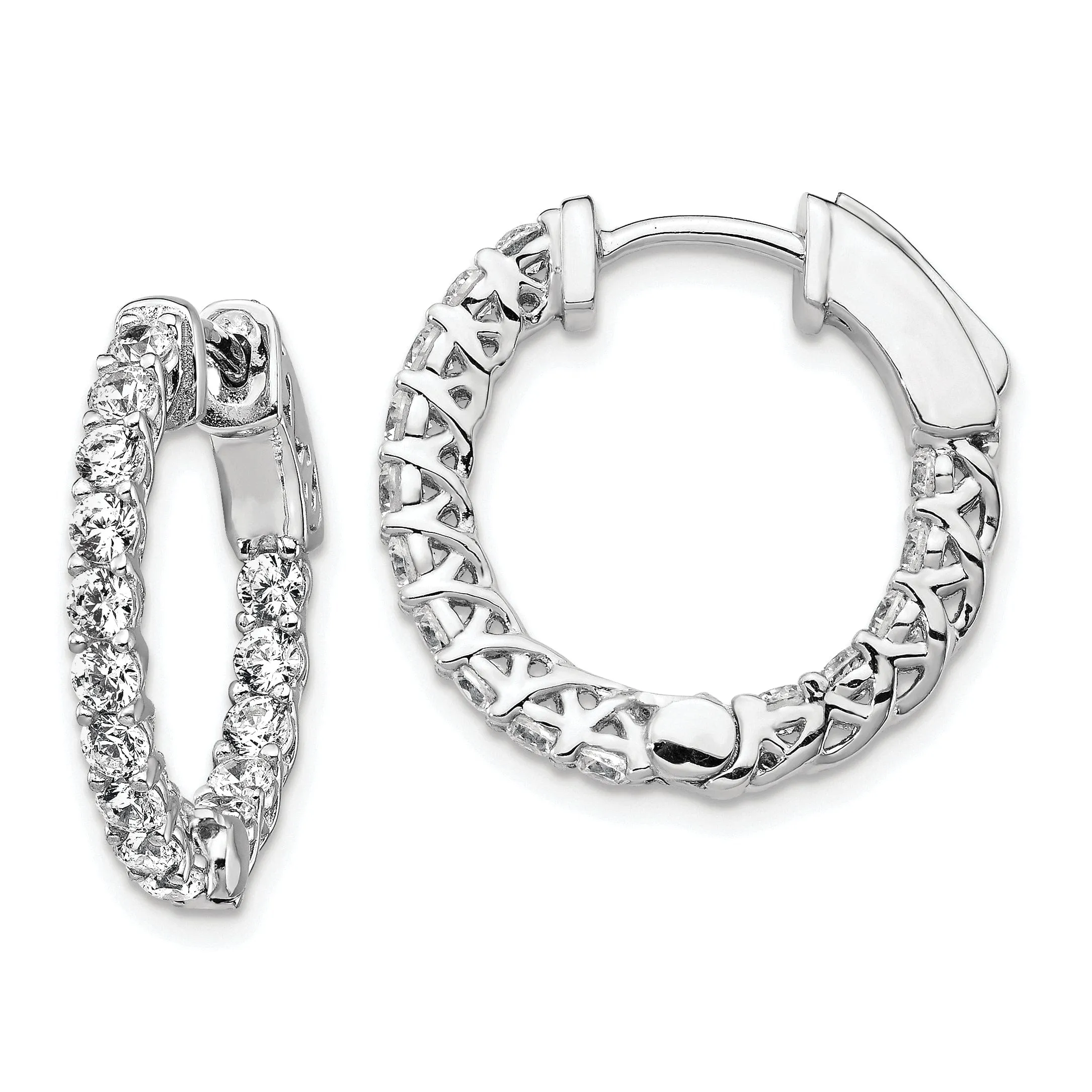 Sterling Silver CZ Hoop Earrings