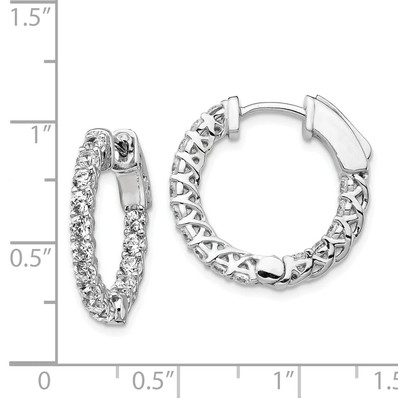 Sterling Silver CZ Hoop Earrings