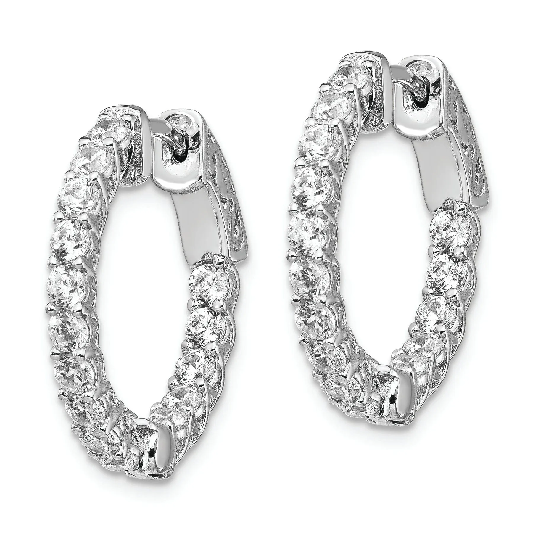 Sterling Silver CZ Hoop Earrings