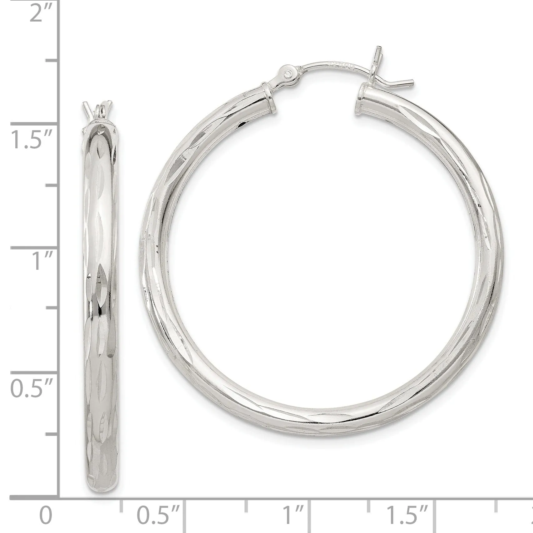 Sterling Silver D.C Satin Polished Hoop Earrings