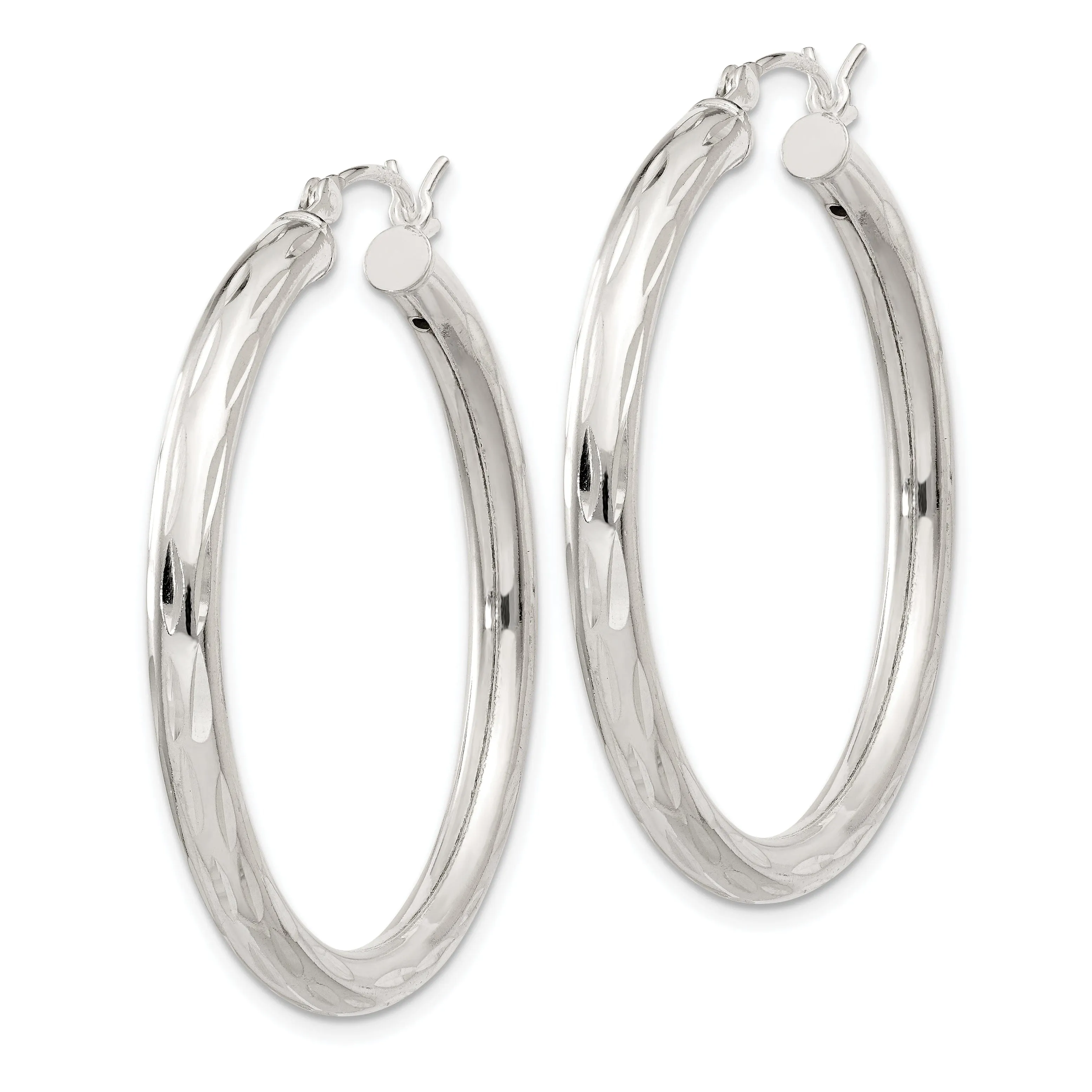 Sterling Silver D.C Satin Polished Hoop Earrings
