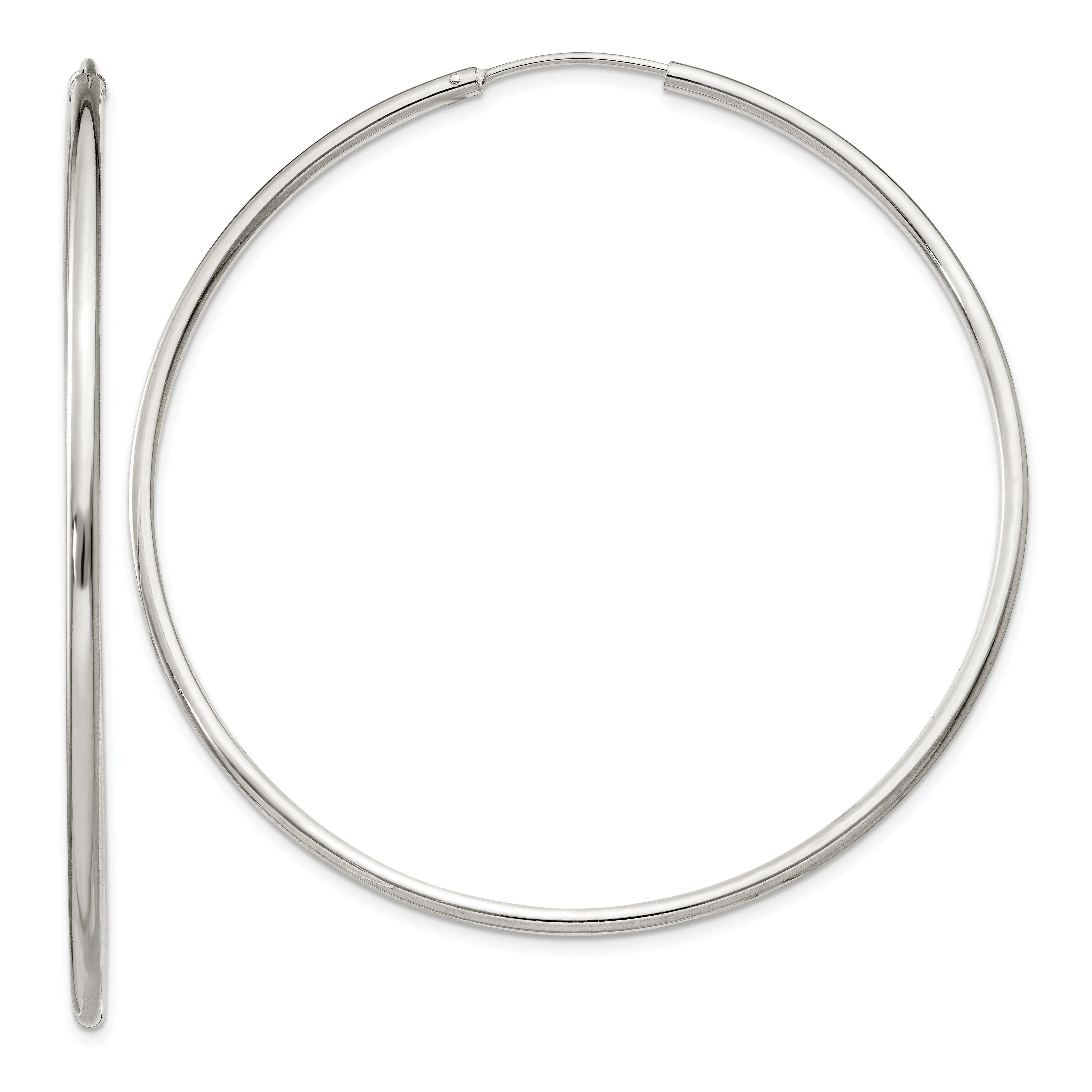 Sterling Silver Endless Hoop Earrings 2mmx60mm