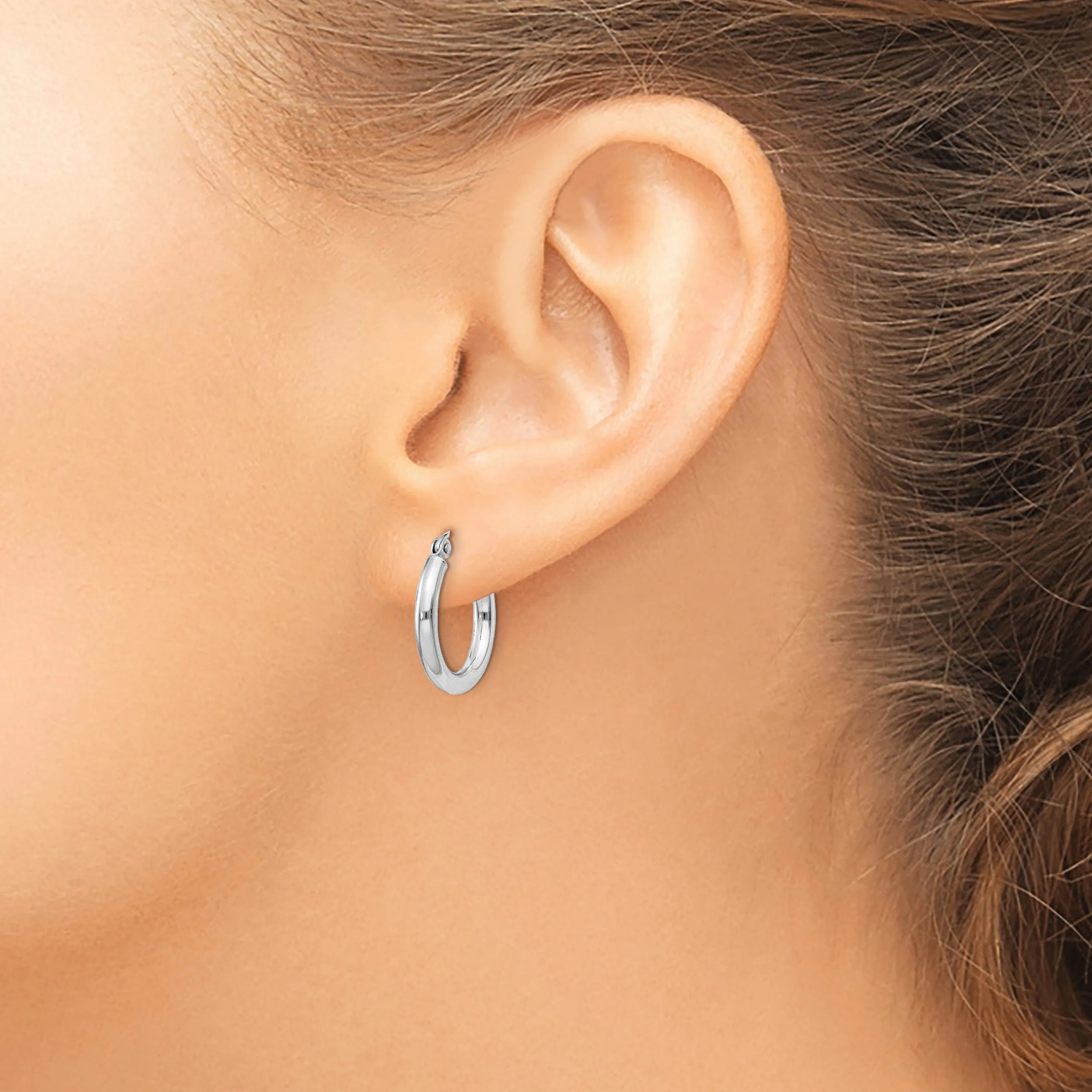Sterling Silver Hollow Tube Hoop Hinged Earring