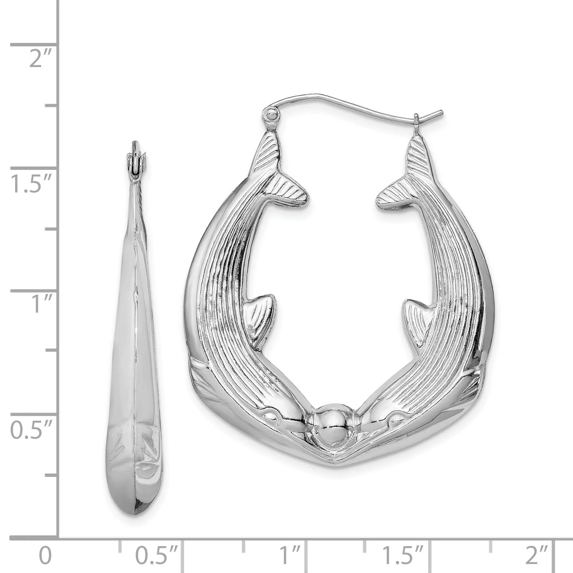 Sterling Silver Kissing Dolphin Hoop Earrings
