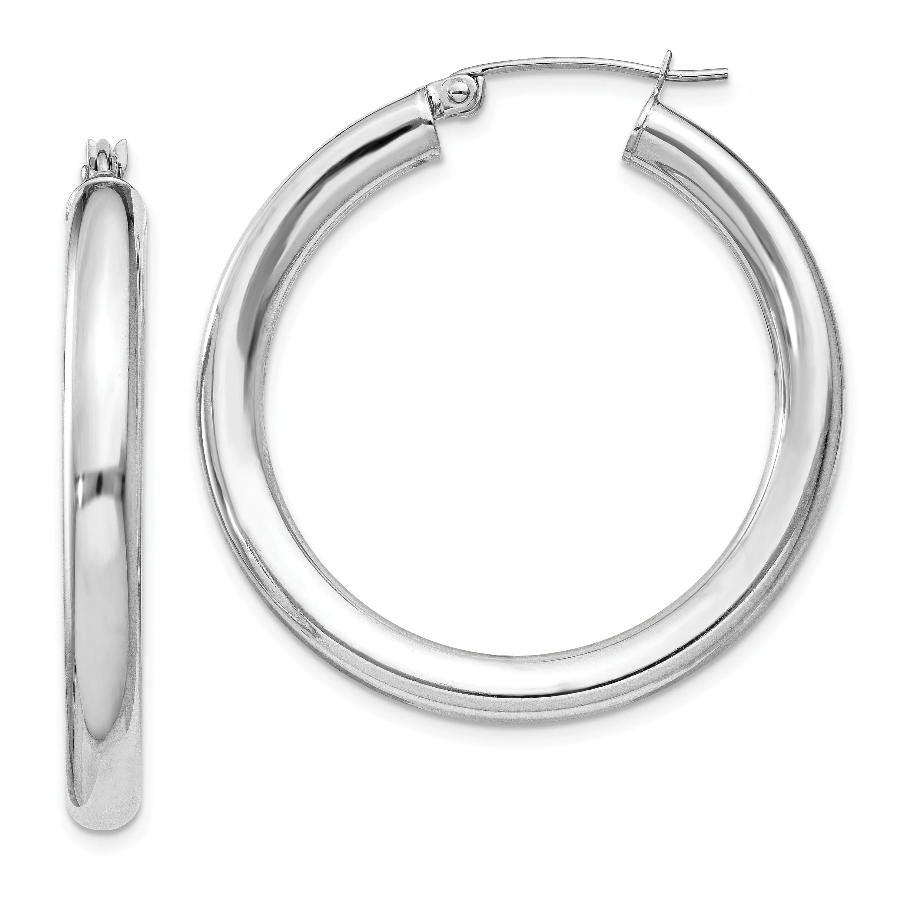 Sterling Silver Round Hoop Hinged Earrings