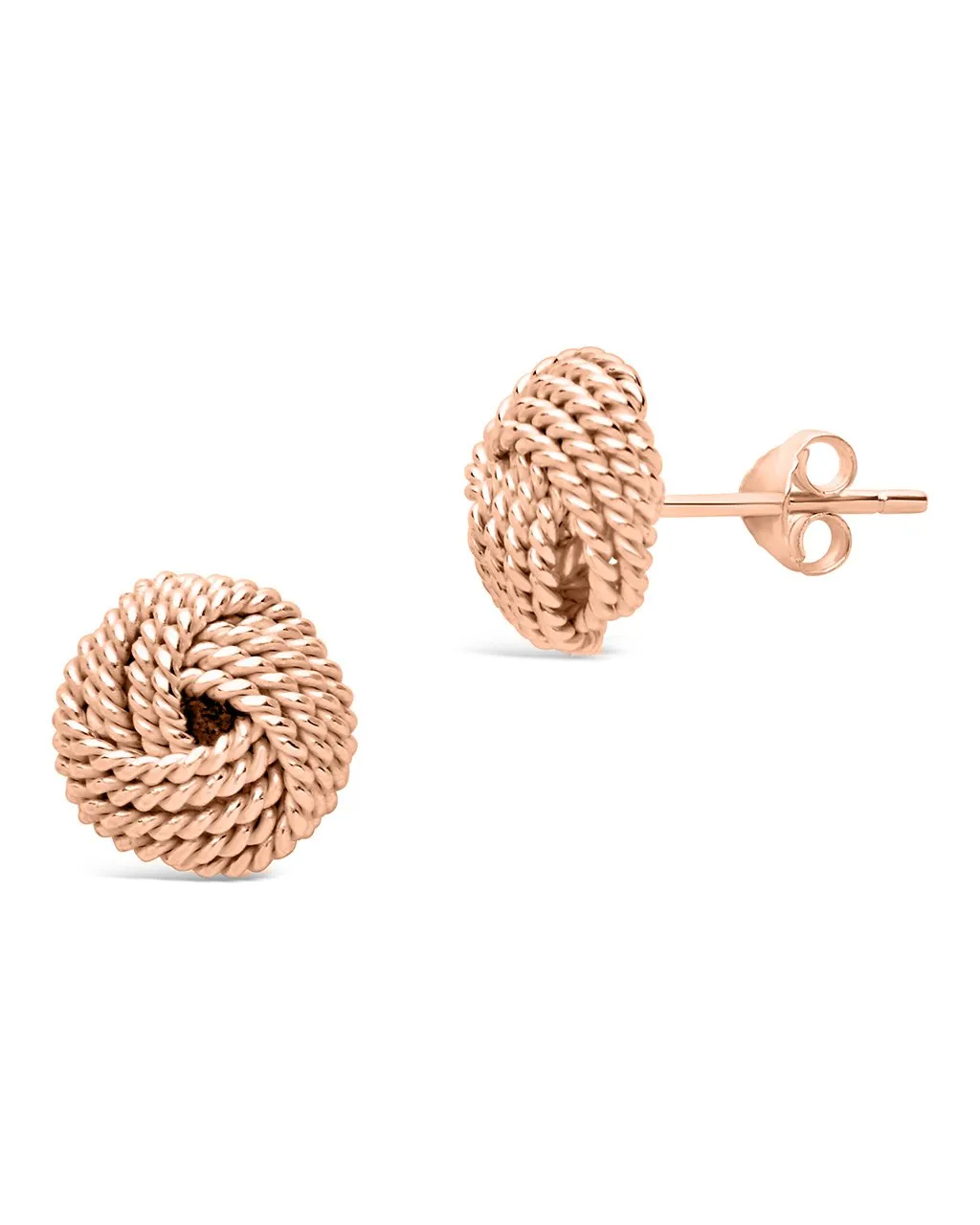 Sterling Silver Textured Knot Mesh Earrings