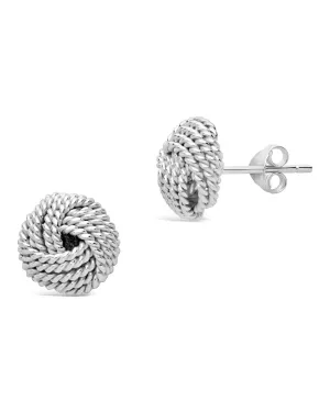 Sterling Silver Textured Knot Mesh Earrings