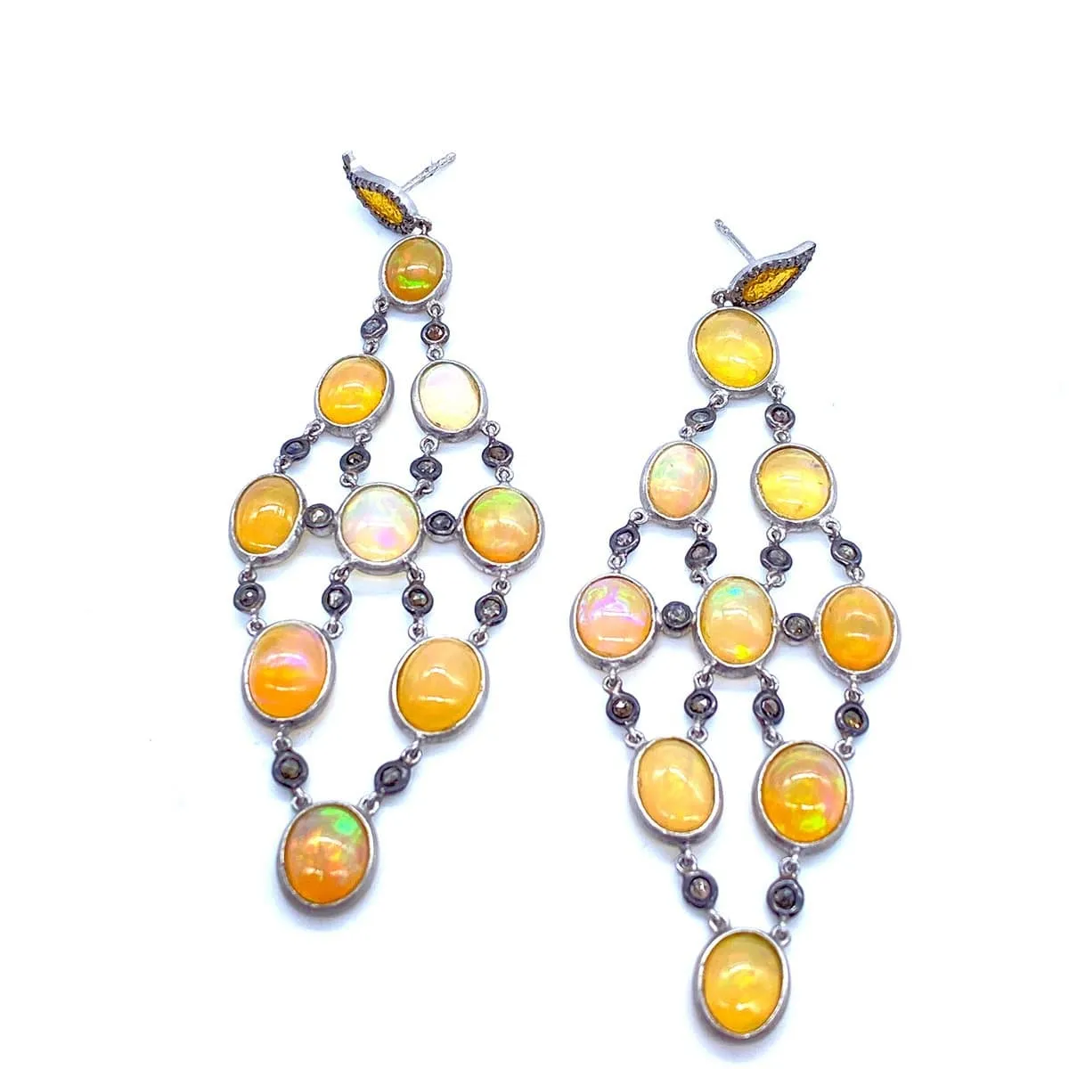 Sterling Silver with Opal Statement Drop Earrings