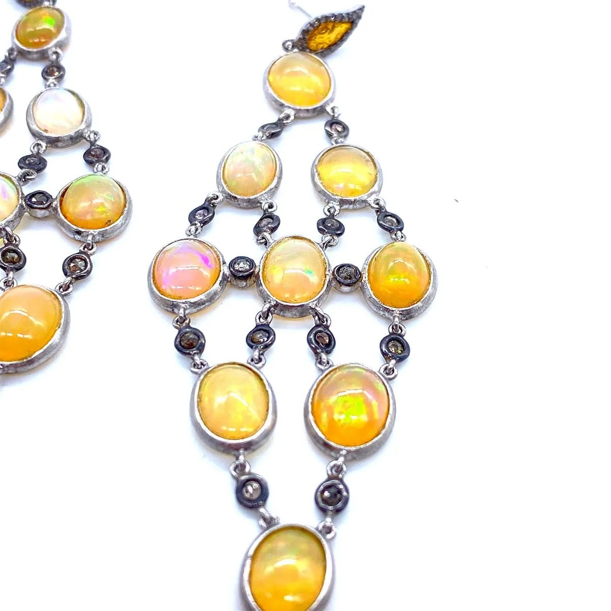 Sterling Silver with Opal Statement Drop Earrings