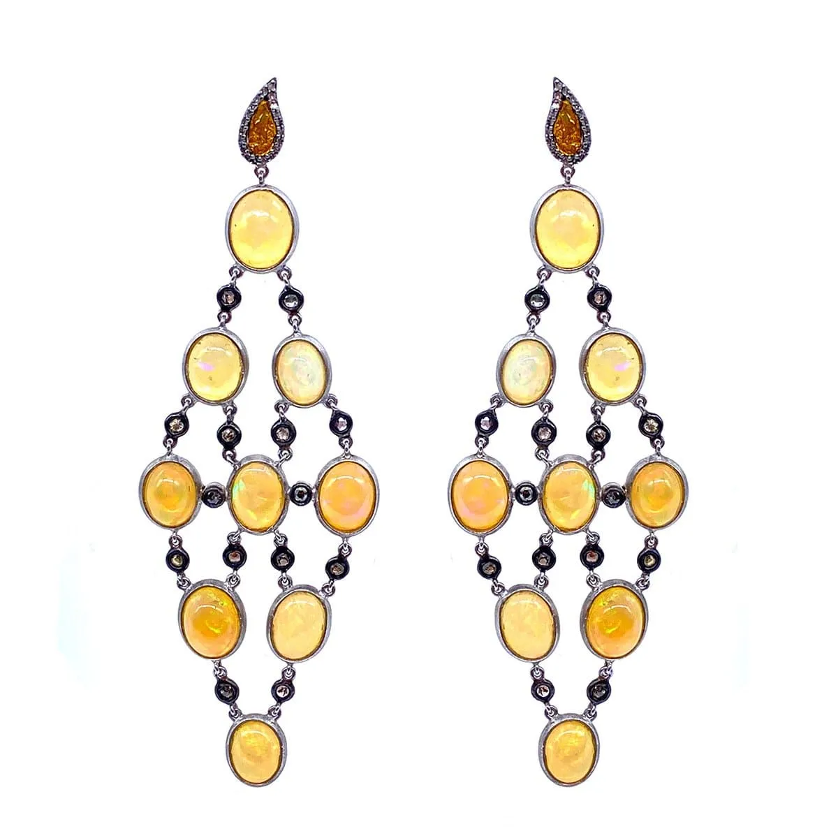 Sterling Silver with Opal Statement Drop Earrings