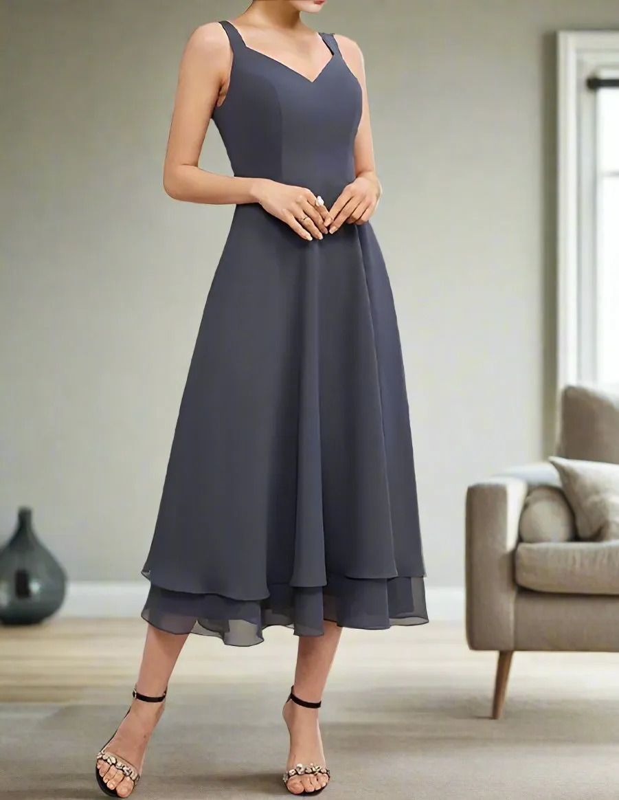 Stormy A-Line Tea Length Mother of the Bride Dress with Jacket