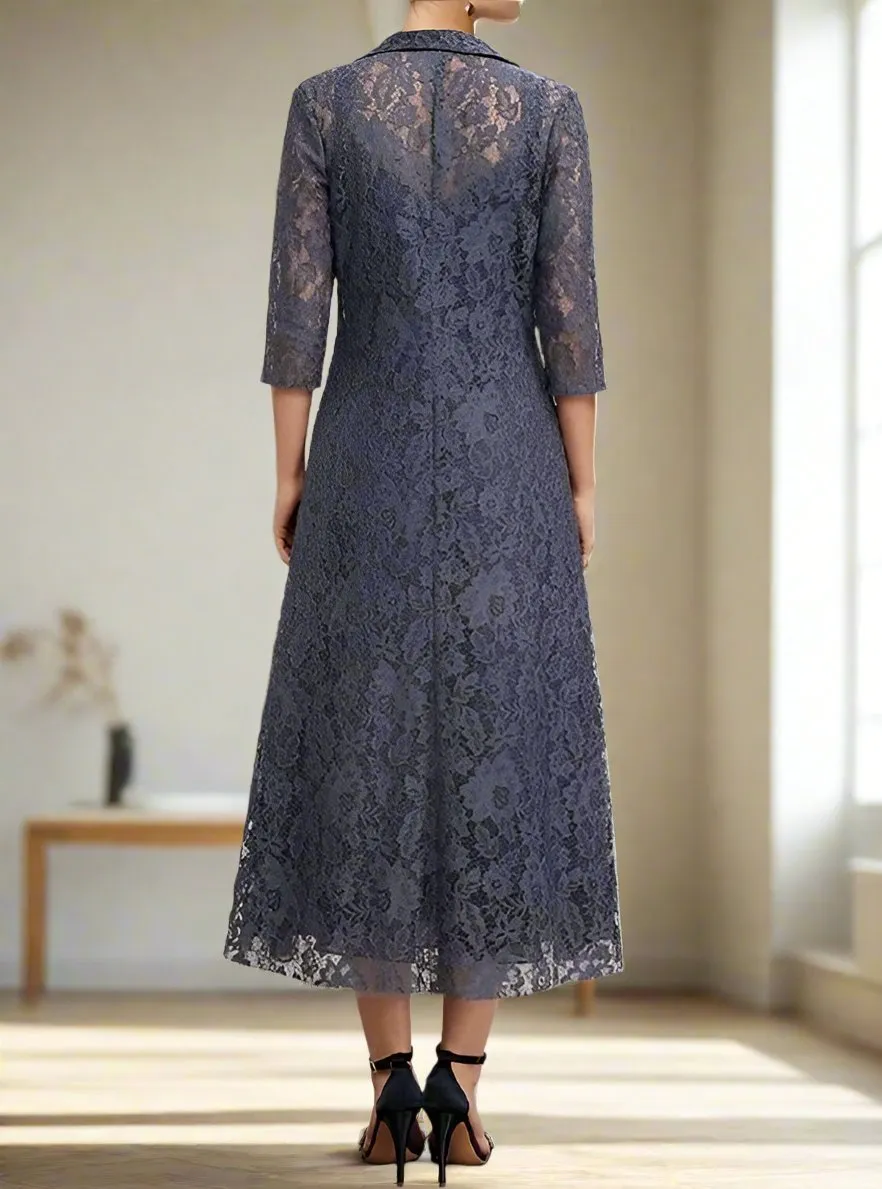 Stormy A-Line Tea Length Mother of the Bride Dress with Jacket