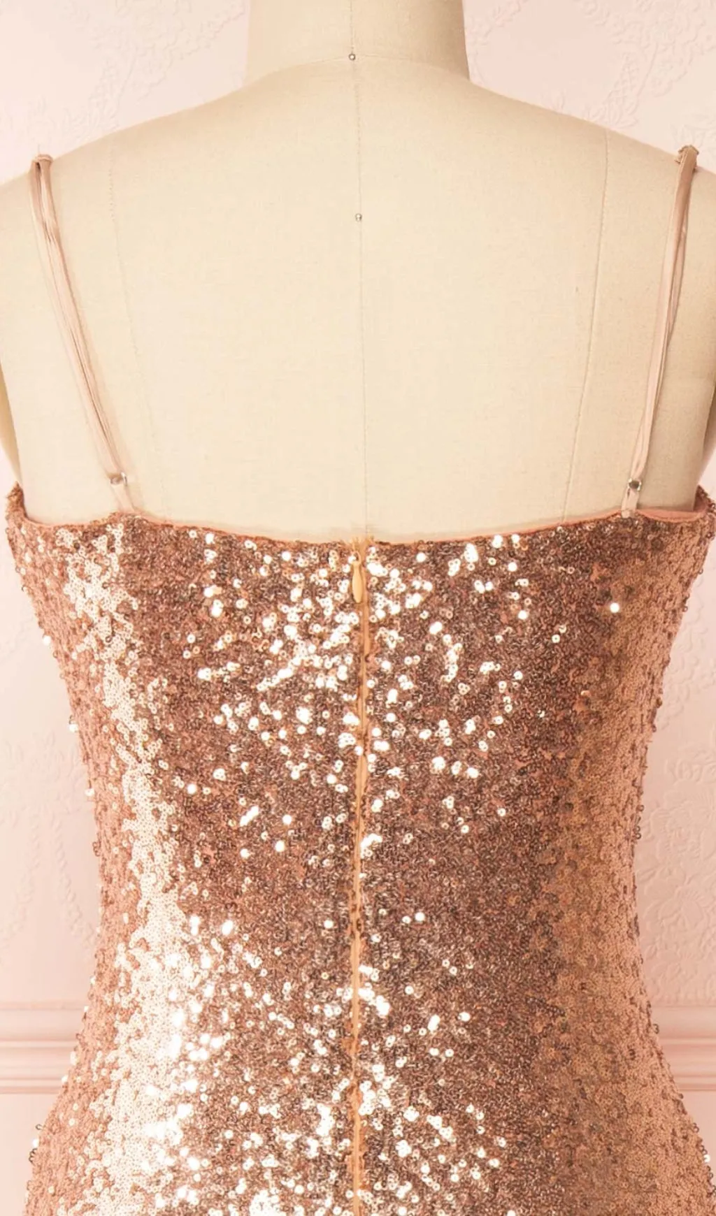 Strappy Sequins Slit Midi Dress In Gold