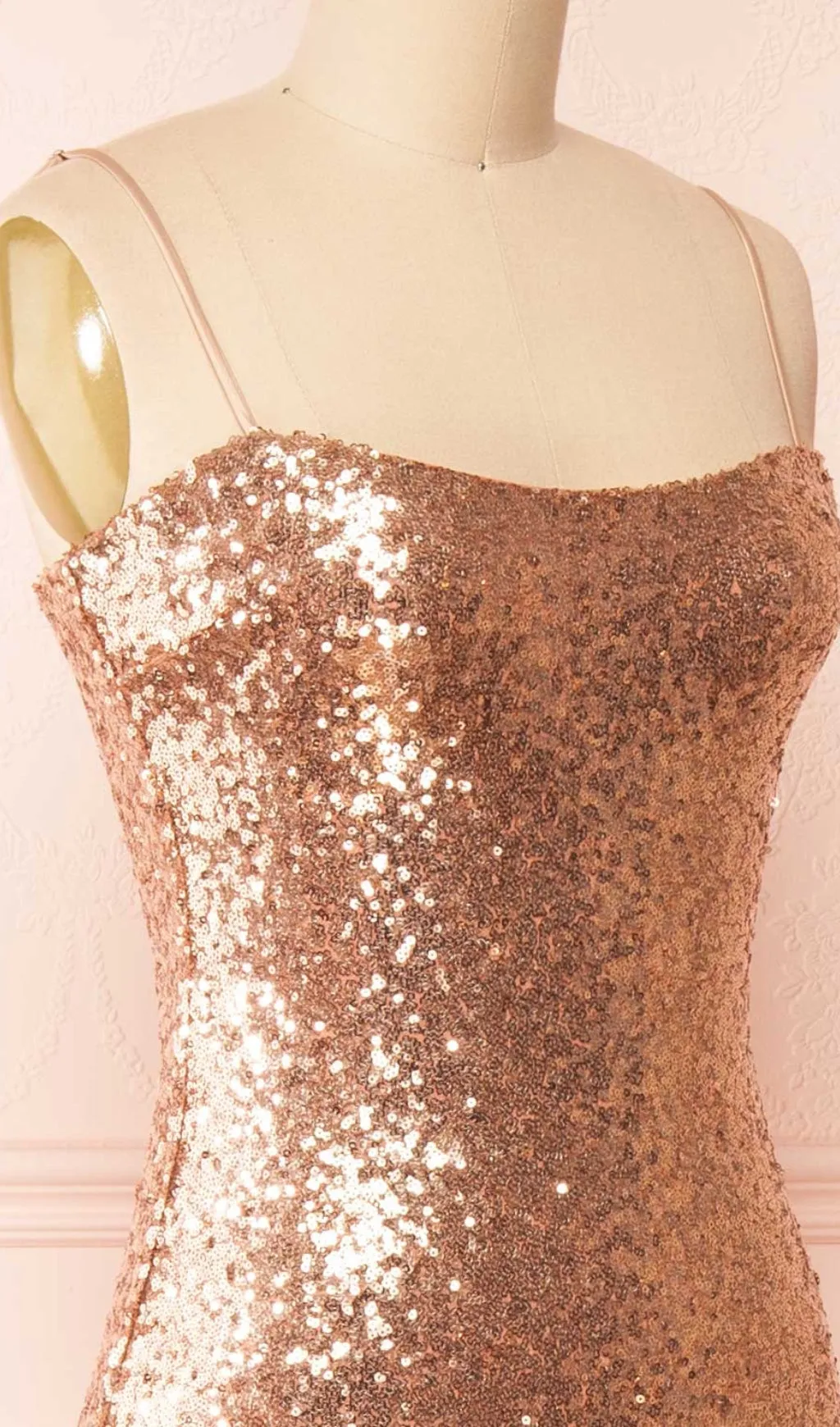 Strappy Sequins Slit Midi Dress In Gold