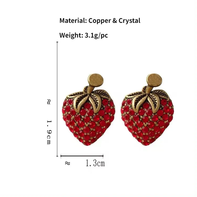 Strawberry Girl Red Glass Stud Earrings