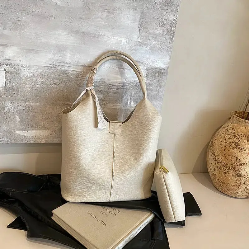 Stylish Leather Bucket Bag