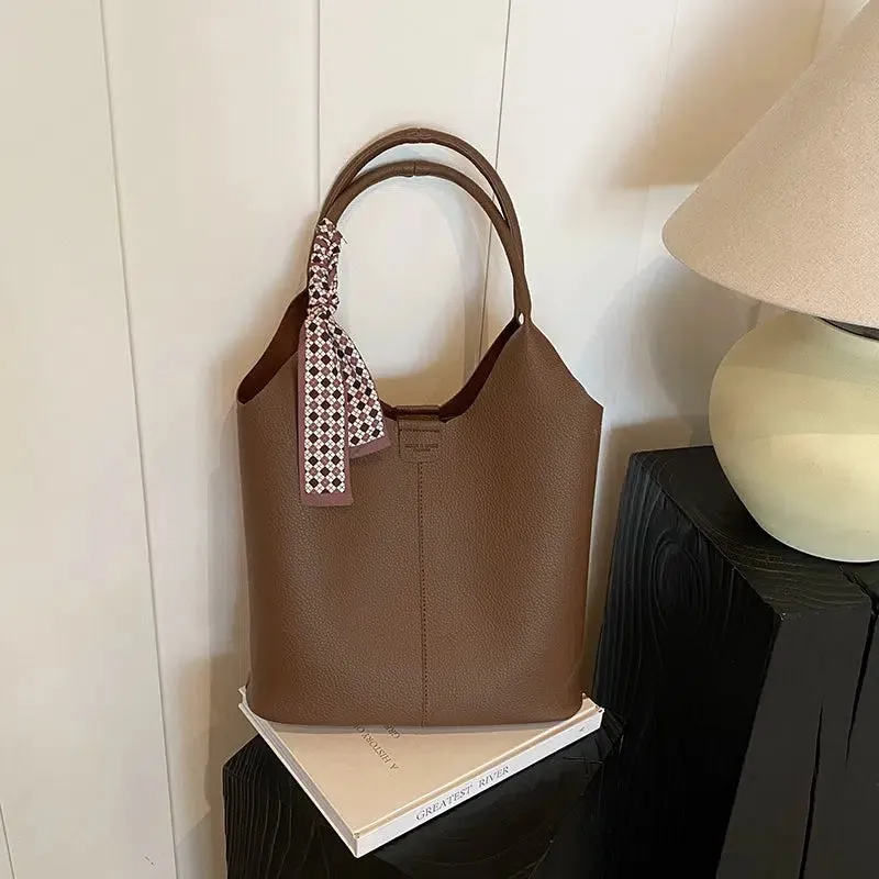 Stylish Leather Bucket Bag