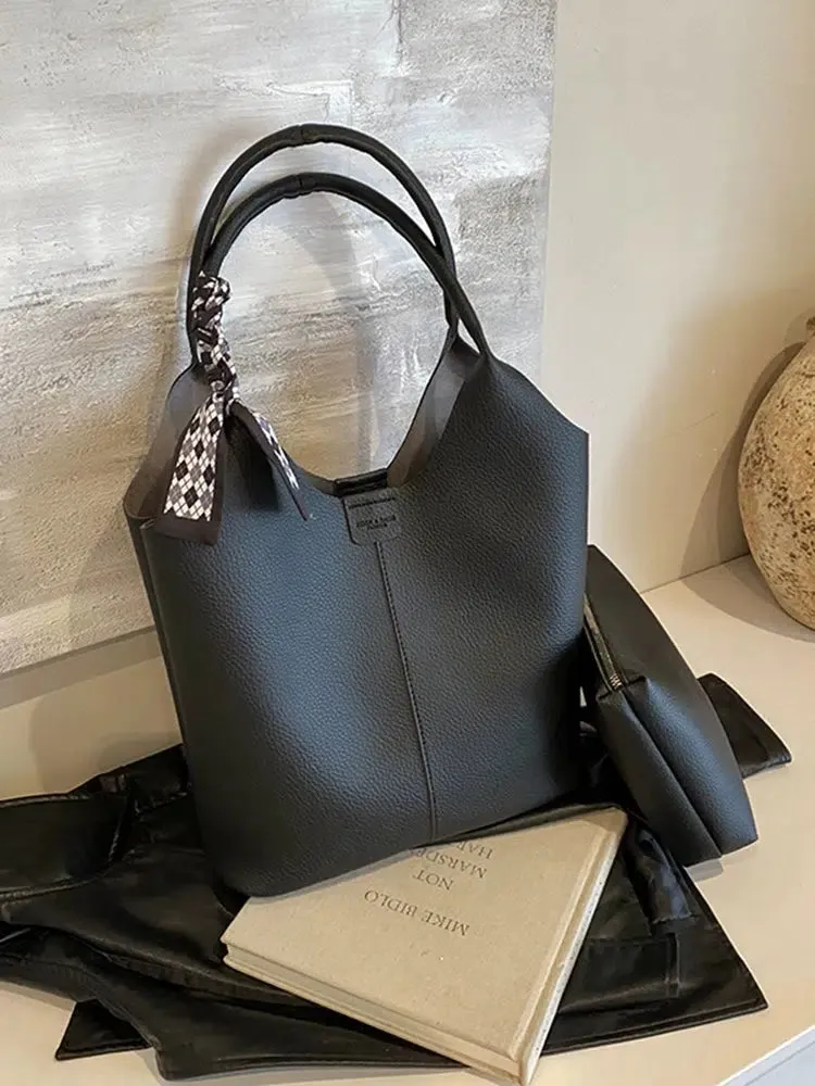 Stylish Leather Bucket Bag