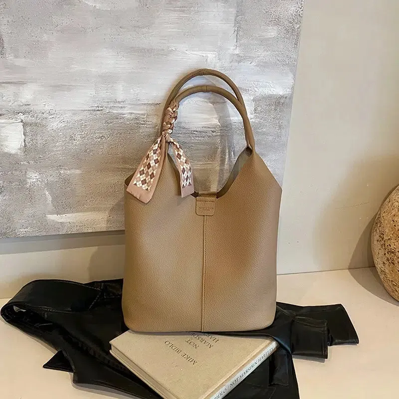 Stylish Leather Bucket Bag