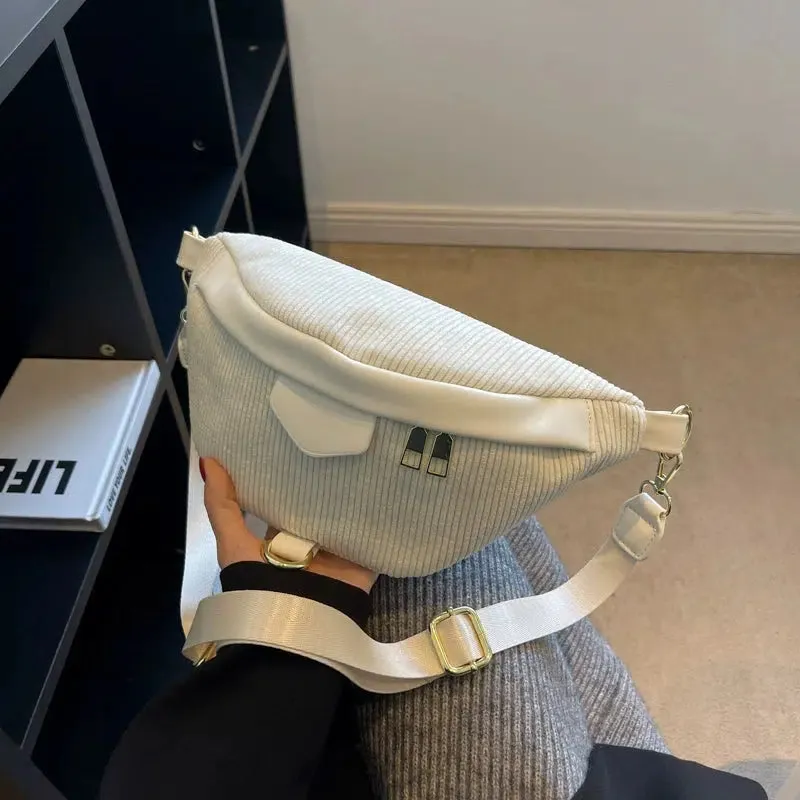 Stylish Ribbed Zipper Chest Bag