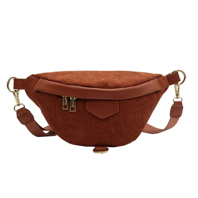 Stylish Ribbed Zipper Chest Bag