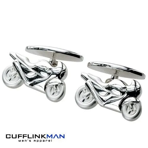 Superbike Silver Plated Chain Cufflinks