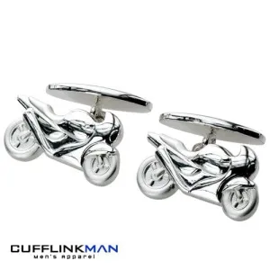 Superbike Silver Plated Chain Cufflinks
