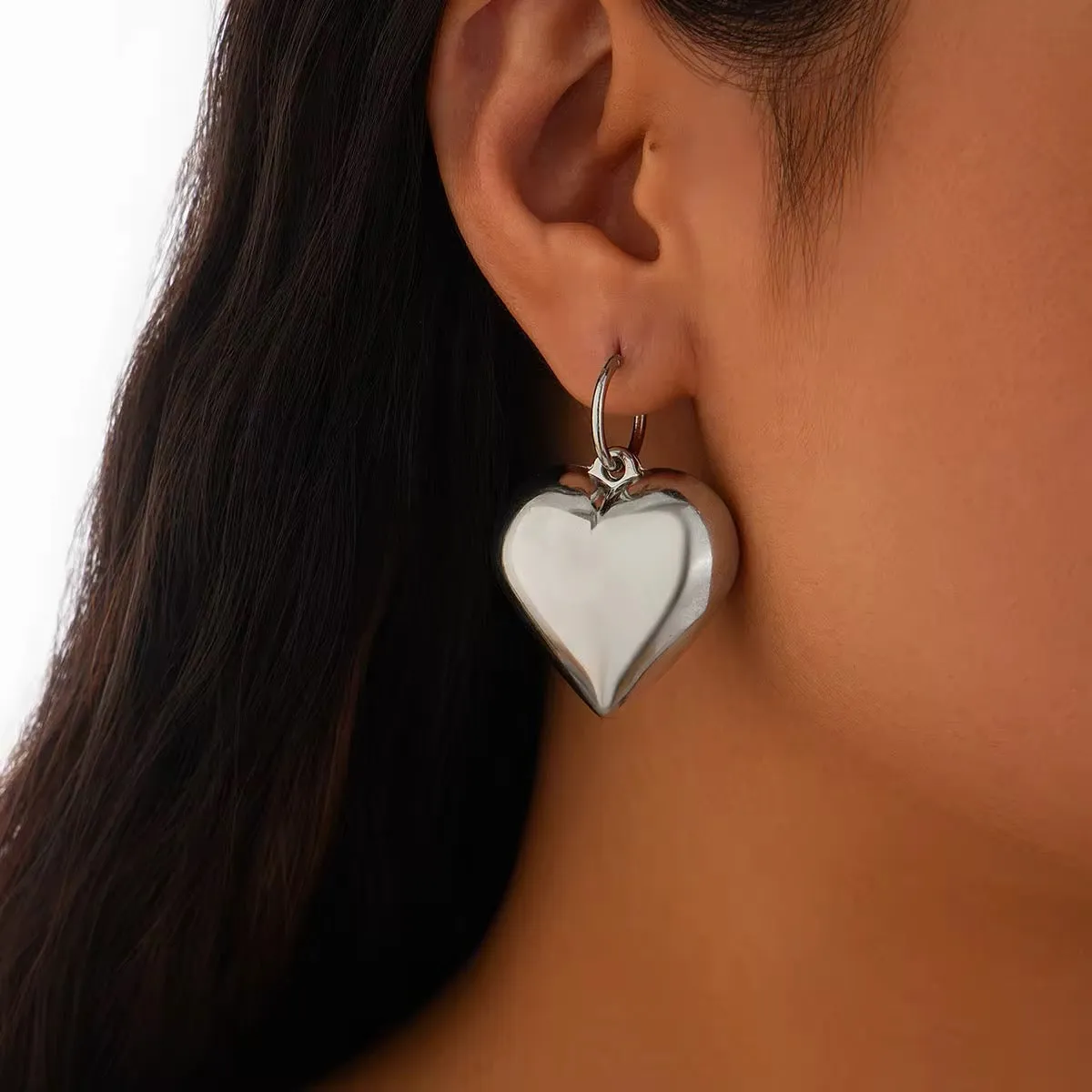 Sweet Chubby Smooth Love Heart Drop Earrings