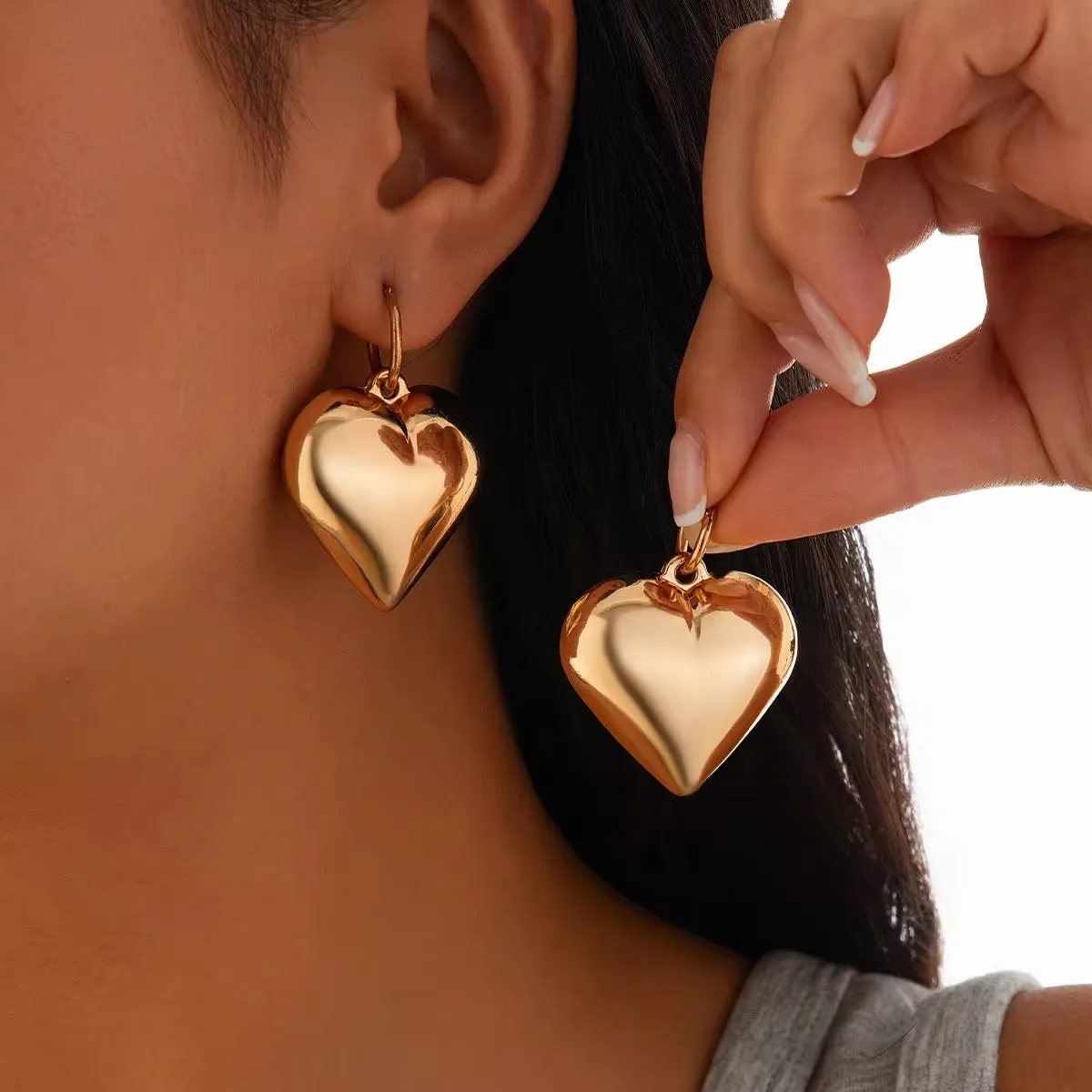Sweet Chubby Smooth Love Heart Drop Earrings