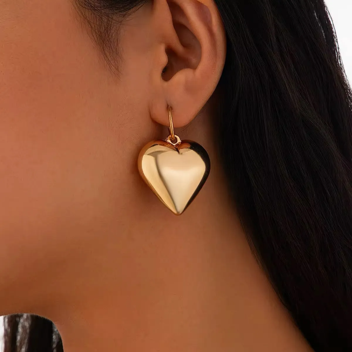 Sweet Chubby Smooth Love Heart Drop Earrings