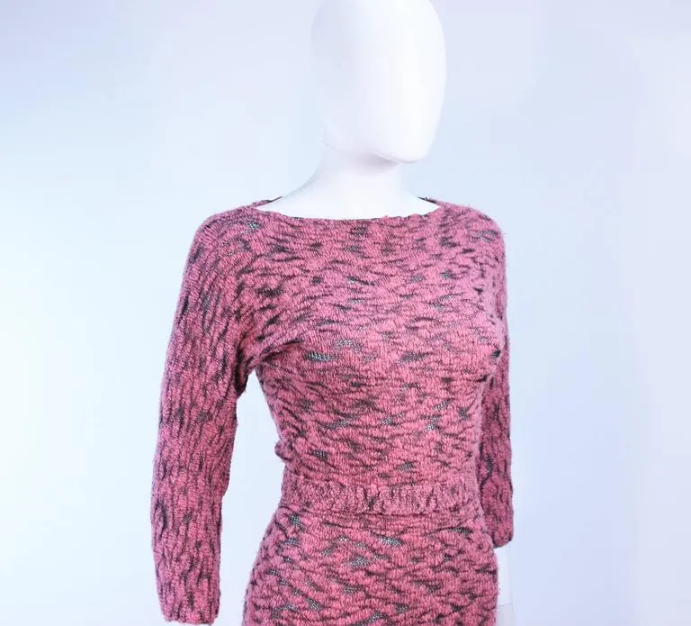 SYDNEY'S 1960s Pink and Black Stretch Knit Cocktail Dress Size 2-4