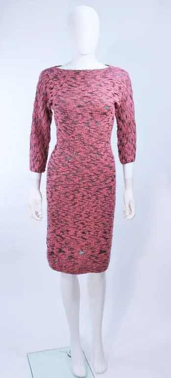 SYDNEY'S 1960s Pink and Black Stretch Knit Cocktail Dress Size 2-4