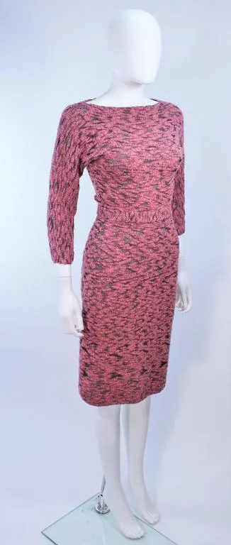 SYDNEY'S 1960s Pink and Black Stretch Knit Cocktail Dress Size 2-4