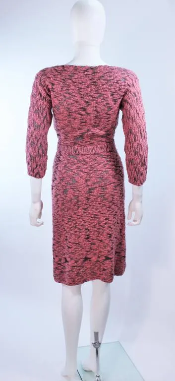 SYDNEY'S 1960s Pink and Black Stretch Knit Cocktail Dress Size 2-4