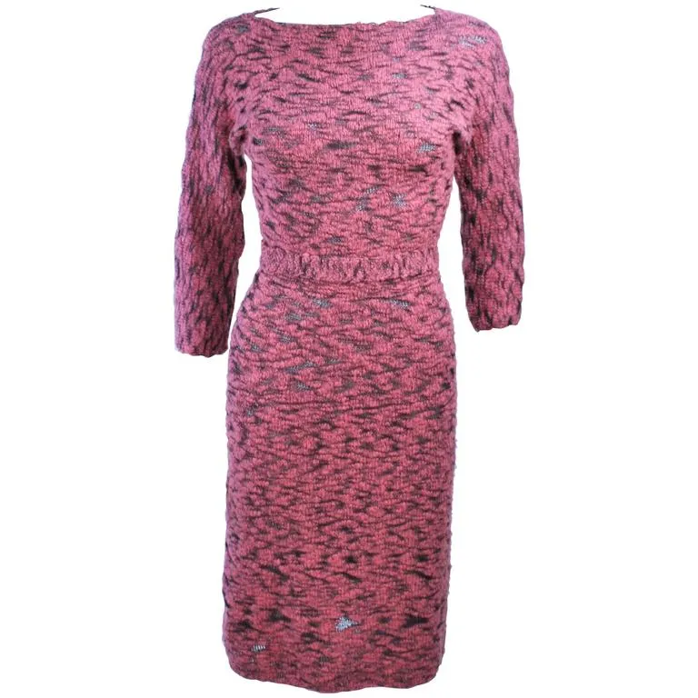 SYDNEY'S 1960s Pink and Black Stretch Knit Cocktail Dress Size 2-4