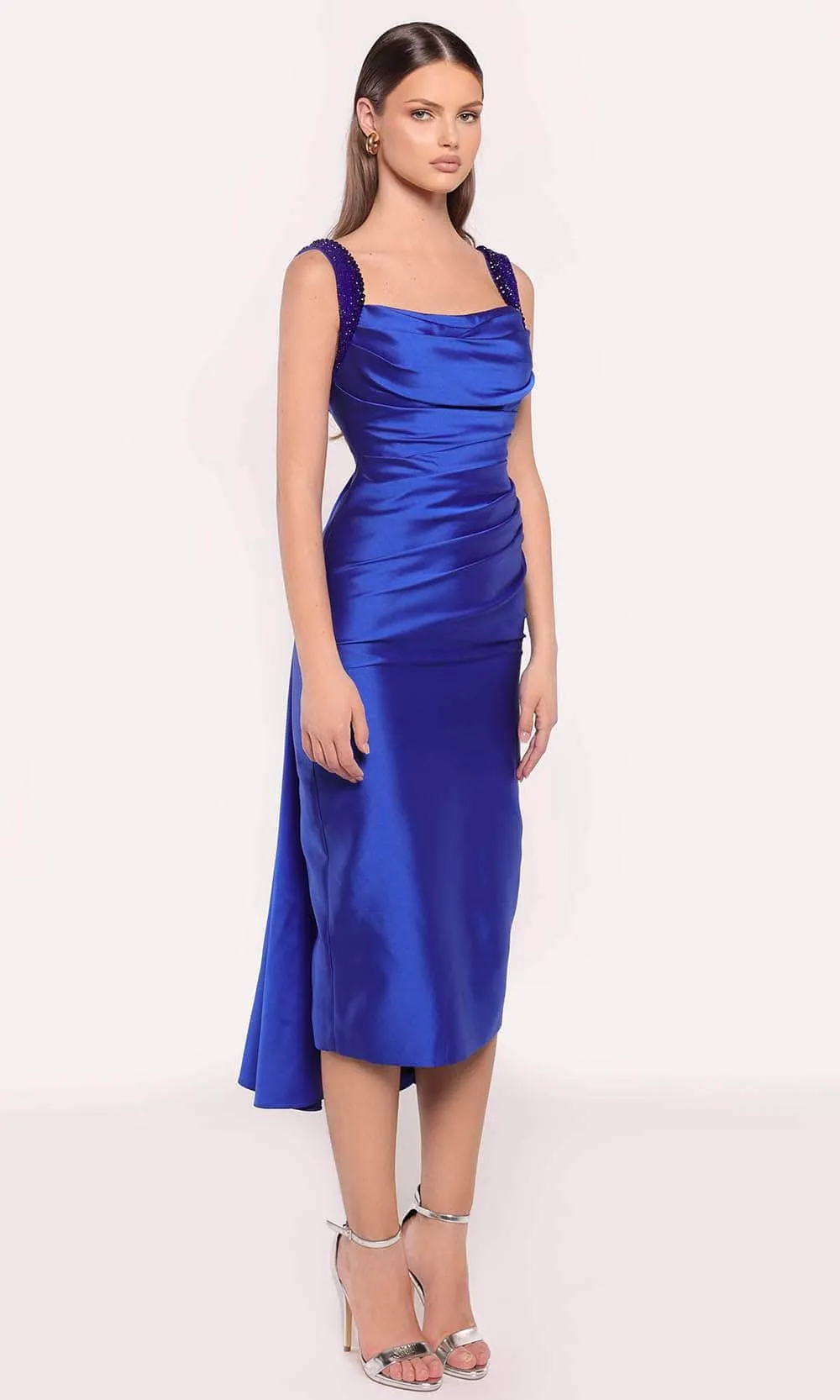 Tarik Ediz 98785 - Square Neck Taffeta Dress