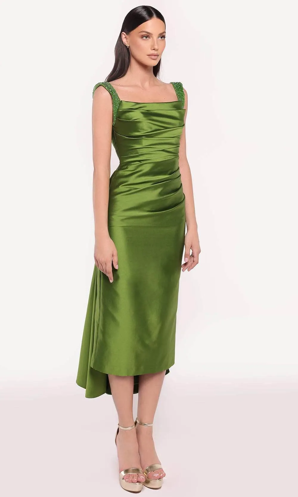 Tarik Ediz 98785 - Square Neck Taffeta Dress