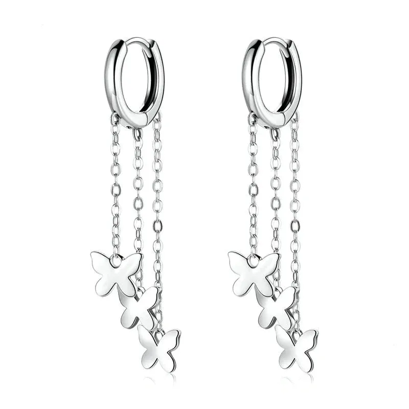 Tassel Butterfly Buckle Drop Earrings